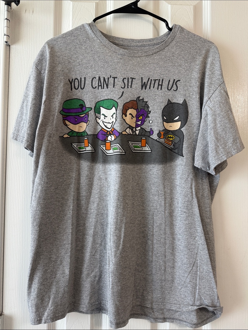 Batman Grey Short Sleeve Tee with Colorful Comic Villains